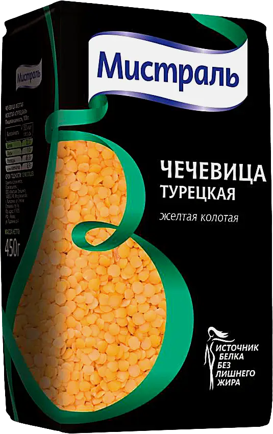 Чечевица Мистраль Турецкая желтая колотая 450г