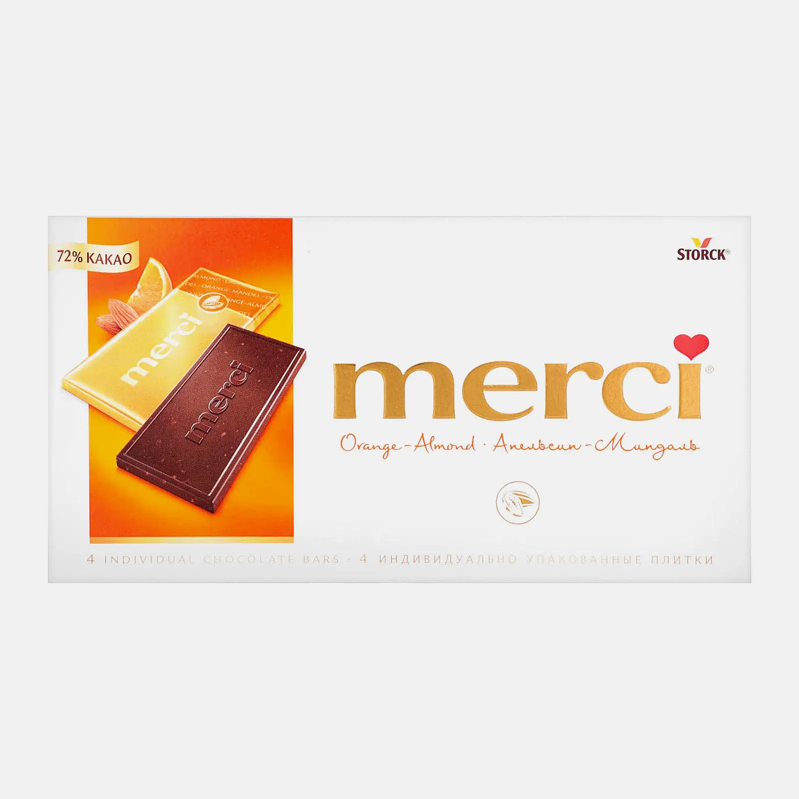 Изображение товара Шоколадная плитка Merci Горький 72% с апельсином и миндалем