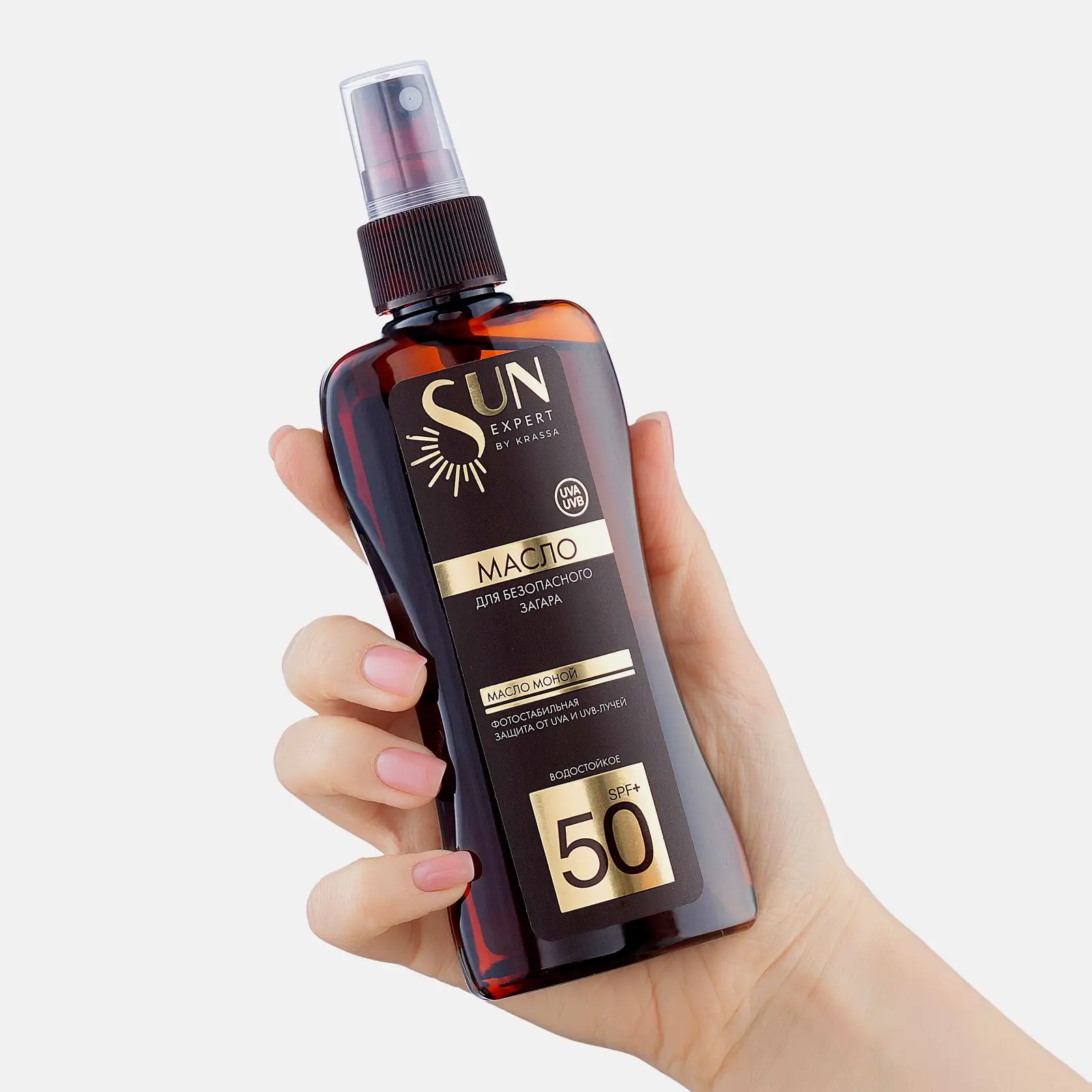 Масло для загара SPF50 с маслом Моной Sun Expert by Krassa 180мл