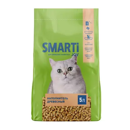 Изображение товара Наполнитель для кошачьего туалета Smarti Joy древесный 2.8кг