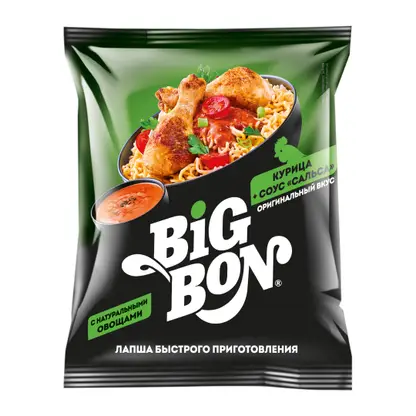 Изображение товара Лапша Big Bon Курица с соусом сальса 75г
