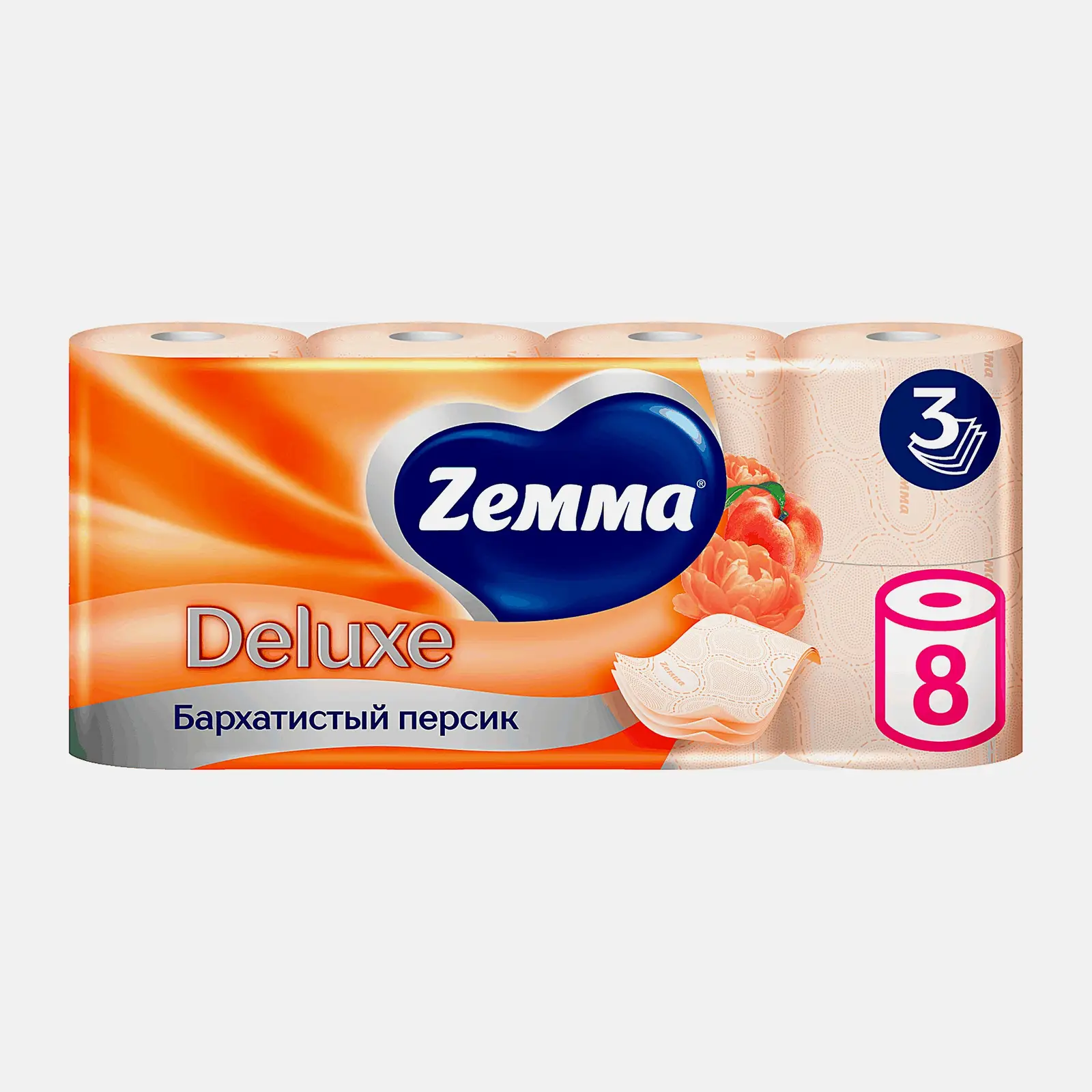 Изображение товара Туалетная бумага Zewa Deluxe Персик 3 слоя с ароматом Изображение товара Туалетная бумага Zewa Deluxe Персик 3 слоя с ароматом