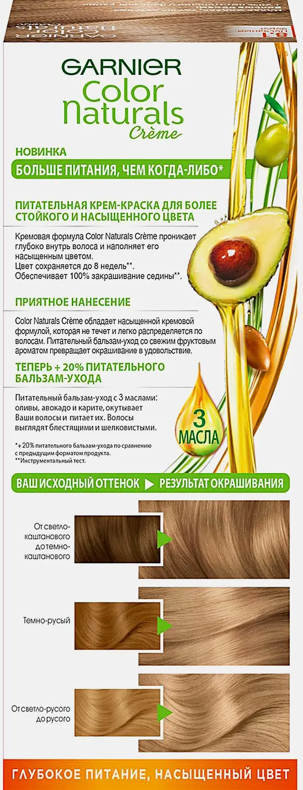 Стойкая крем-краска для волос Garnier Color Naturals питательная оттенок 8.1 Песчаный берег