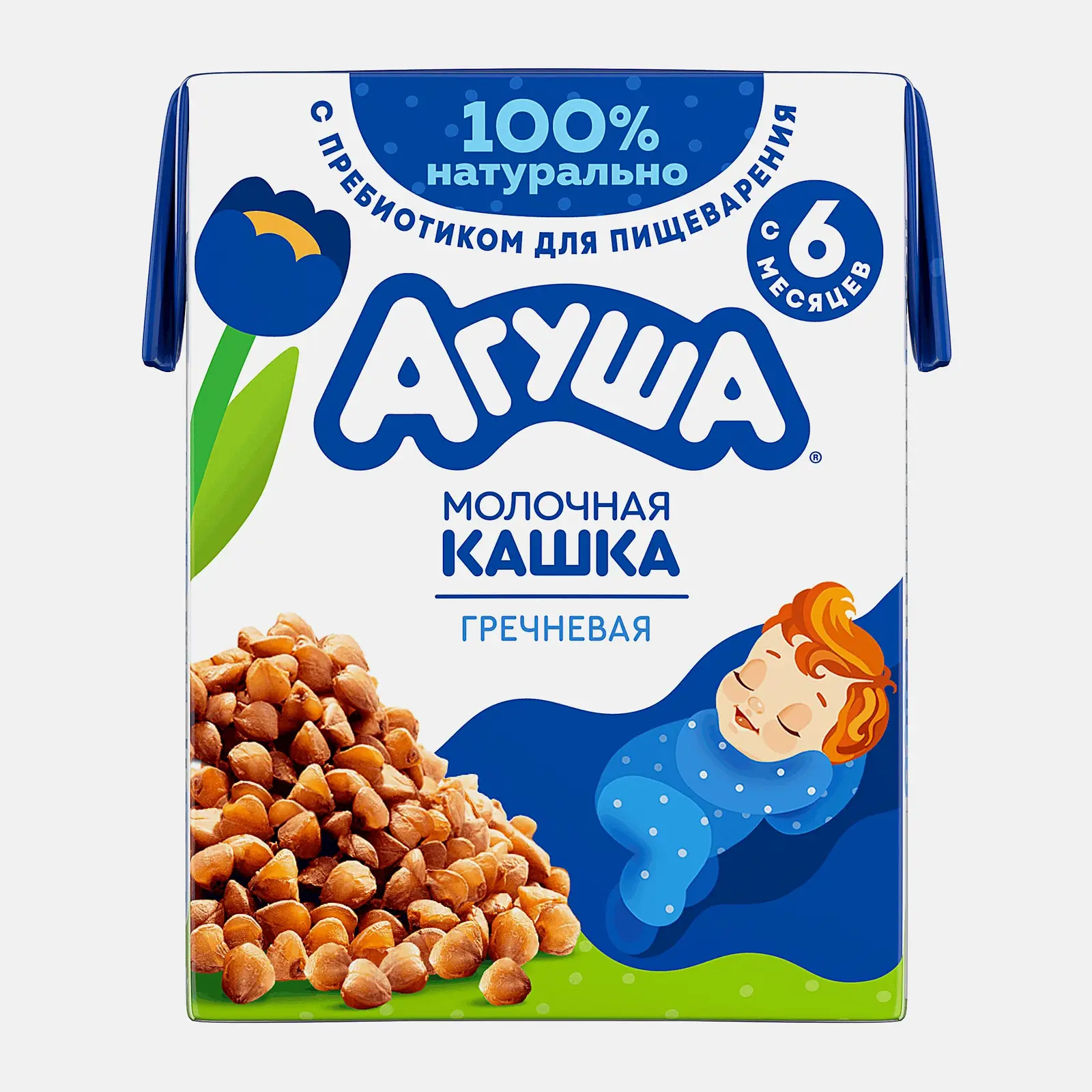 Каша детская жидкая молочная гречневая Агуша 200мл с 6 месяцев