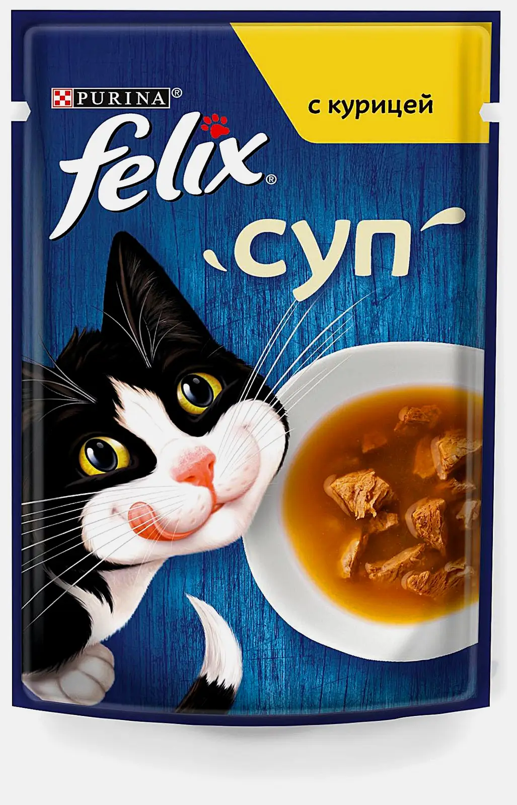 Изображение товара Влажный корм для взрослых кошек Суп с курицей Felix 48г