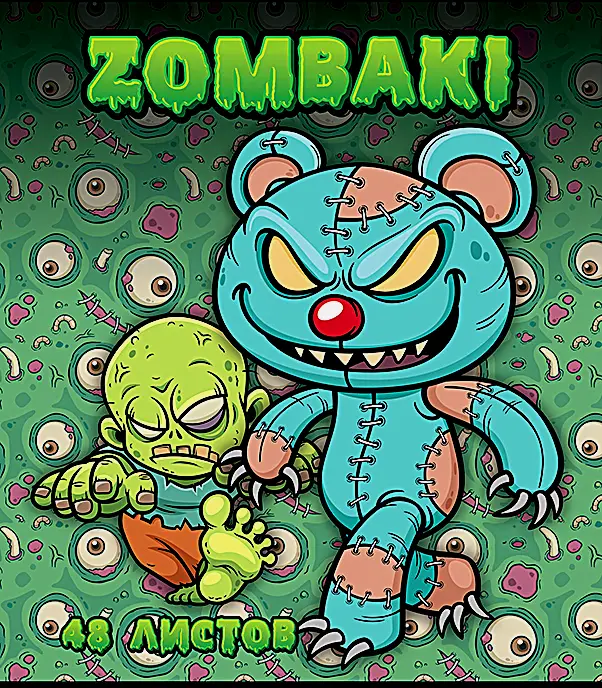 Тетрадь ПЗБМ Zombaki общая клетка 48л - фото 4