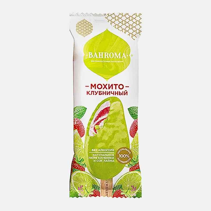 Мороженое молочное клубничный мохито Bahroma 5% 75г Мороженое молочное клубничный мохито Bahroma 5% 75г