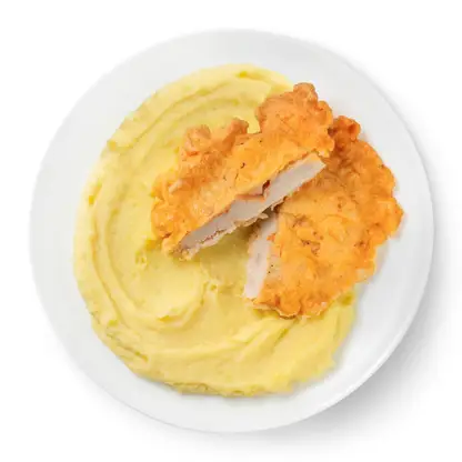 Изображение товара Куриная отбивная в сырном кляре 270г с картофельным пюре Вилочка