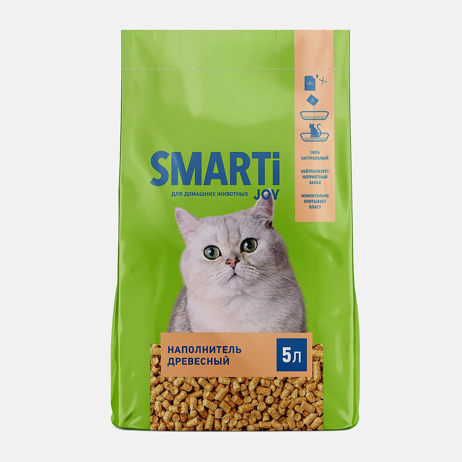 Изображение товара Наполнитель для кошачьего туалета Smarti Joy древесный 2.8кг