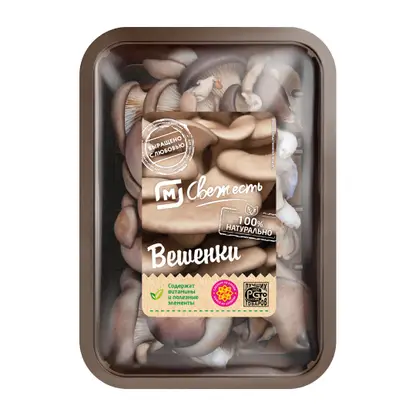 Изображение товара Вешенки М Свежесть 300г свежие и упругие грибы для разнообразных блюд