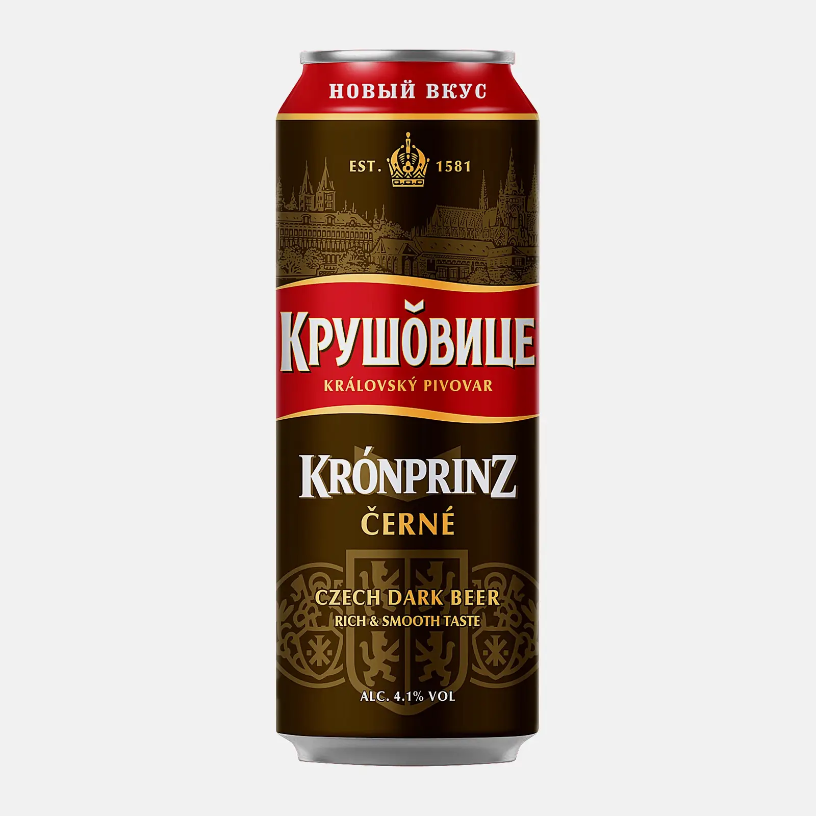 Тёмный пивной напиток пастеризованный Krusovice Cerne 4.1% 430мл