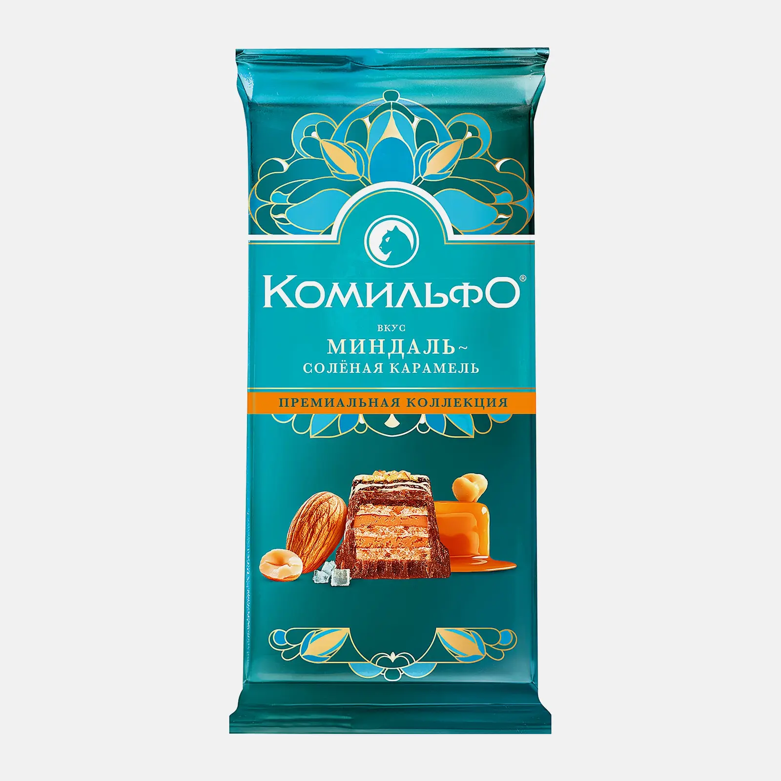 Шоколад Комильфо вкус миндаль соленая карамель 102г Шоколад Комильфо вкус миндаль соленая карамель 102г
