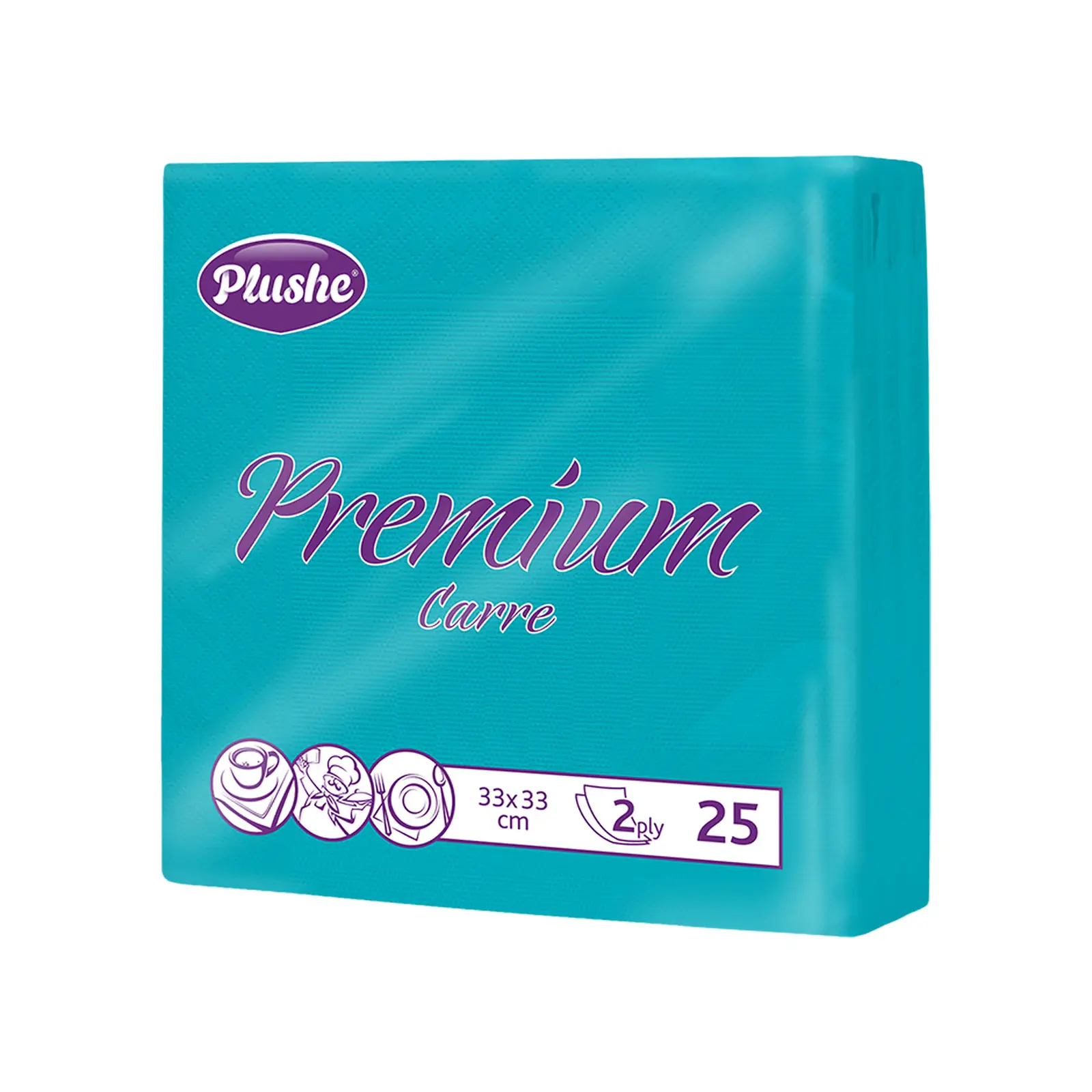 Салфетки бумажные Plushe Premium 2 слоя 33*33см 25 листов