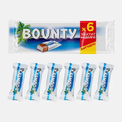 Батончик шоколадный с нежной мякотью кокоса Bounty 165г