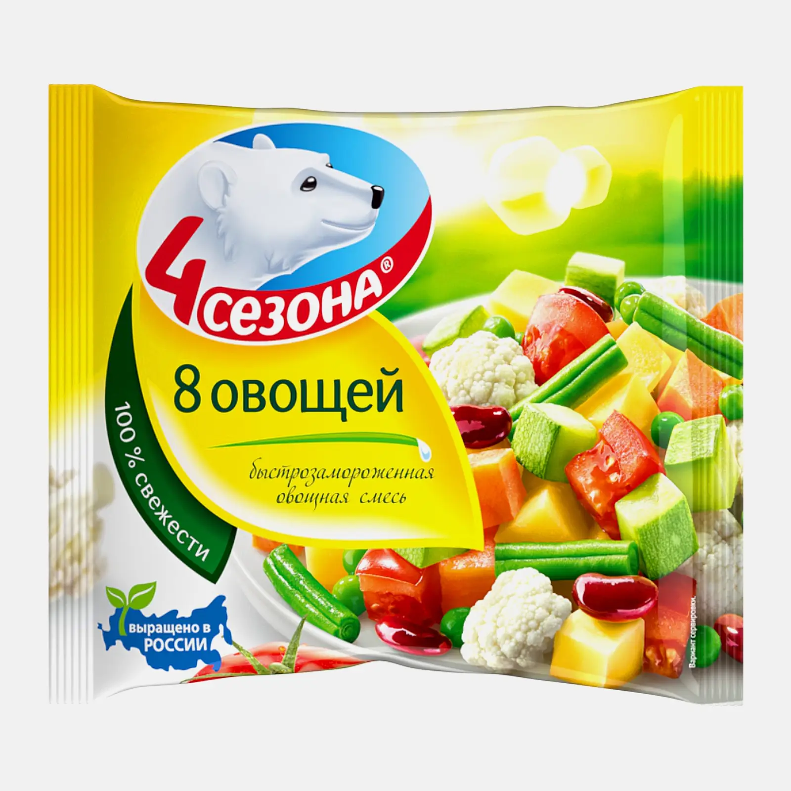 Изображение товара Смесь овощная 4 Сезона 8 овощей быстро замороженная 400г для здорового питания