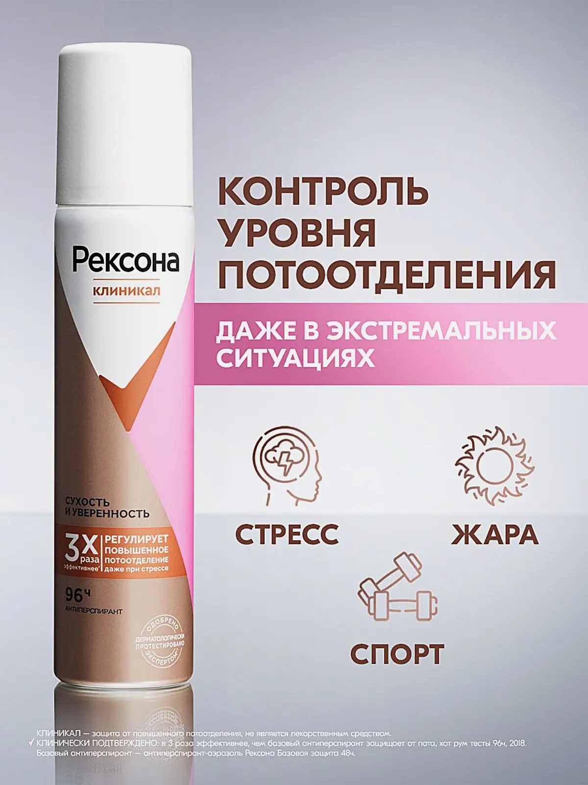 Антиперспирант Рексона Клиникал Сухость и уверенность аэрозоль 75мл