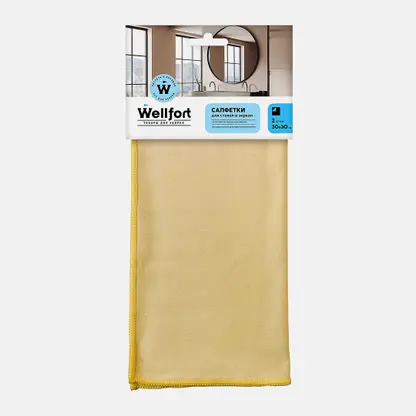 Салфетки для стёкол и зеркал 30*30см Wellfort 2шт