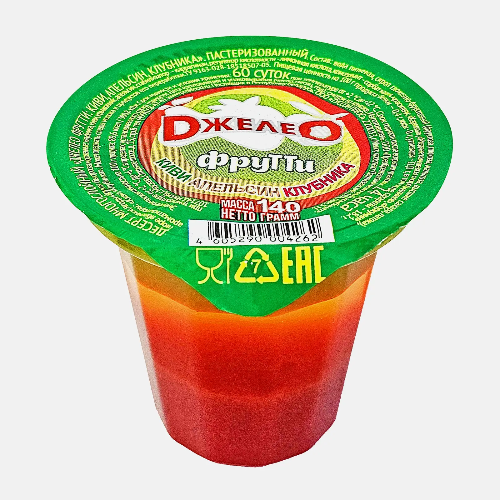 Изображение товара Десерт Джелео Фрутти Киви-апельсин-клубника 140г