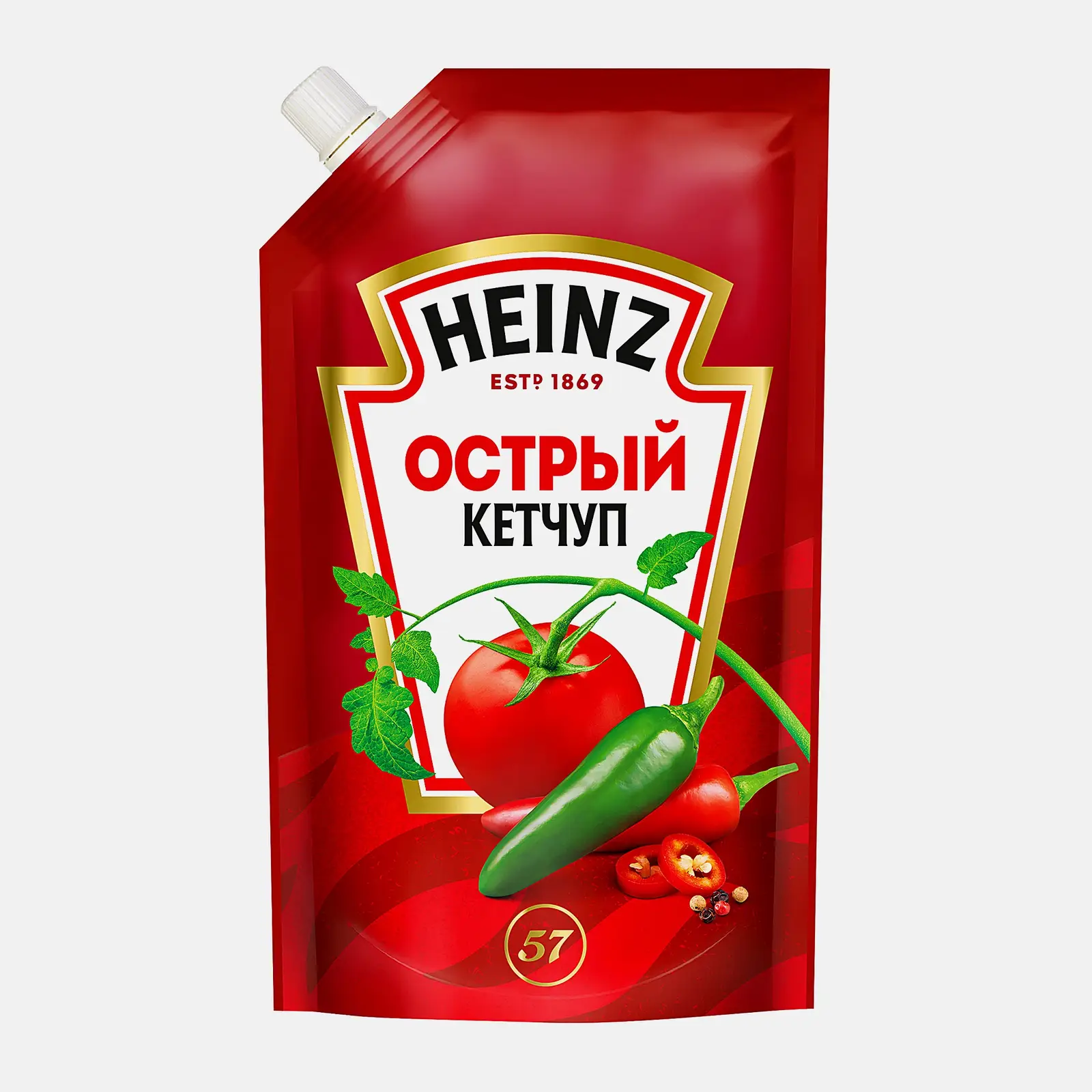Изображение товара Кетчуп Острый Heinz 320 г натуральный соус без ГМО и консервантов