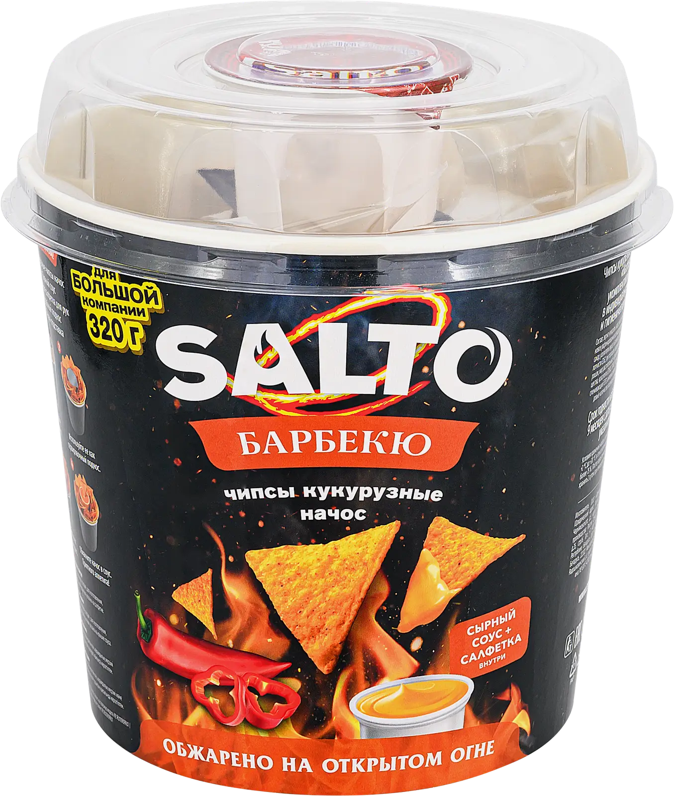 Изображение товара Чипсы Salto кукурузные Барбекю 0.22 кг + сырный соус 100 г