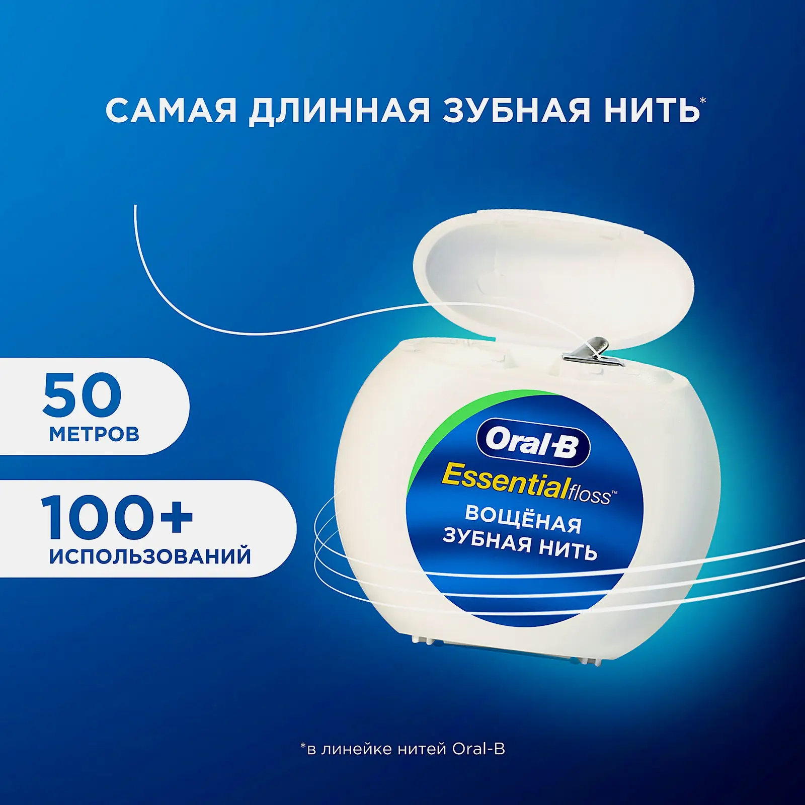 Зубная нить Oral-B Essential Floss невощеная/мятная 50м