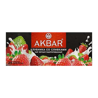 Изображение товара Черный чай Клубника со сливками Akbar 25пак