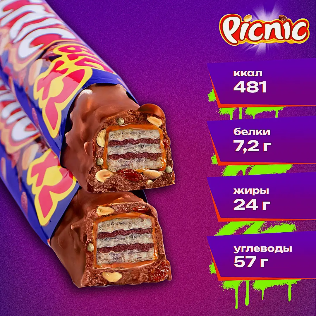 Шоколадный батончик Picnic Big 76г - фото 4