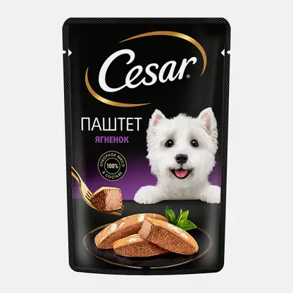 Влажный корм для взрослых собак паштет из ягненка Cesar 80г