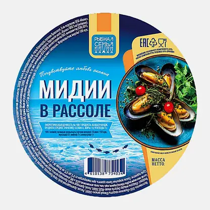 Мидии в рассоле Рыбная Семья 500г