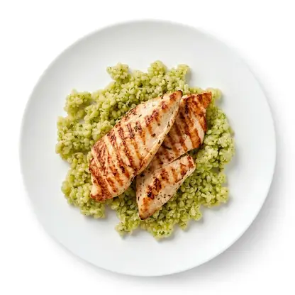 Изображение товара Куриное филе с булгуром в сырном соусе и песто 220г готовое блюдо