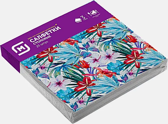 Салфетки бумажные Магнит с рисунком 3 слоя 33*33см 25шт в ассортименте Салфетки бумажные Магнит с рисунком 3 слоя 33*33см 25шт в ассортименте