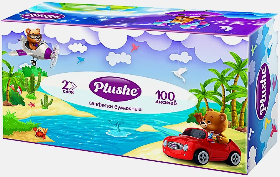 Бумажные салфетки для лица Plushe 2 слоя 21*12*6см 100 листов - фото 2 Бумажные салфетки для лица Plushe 2 слоя 21*12*6см 100 листов - фото 2