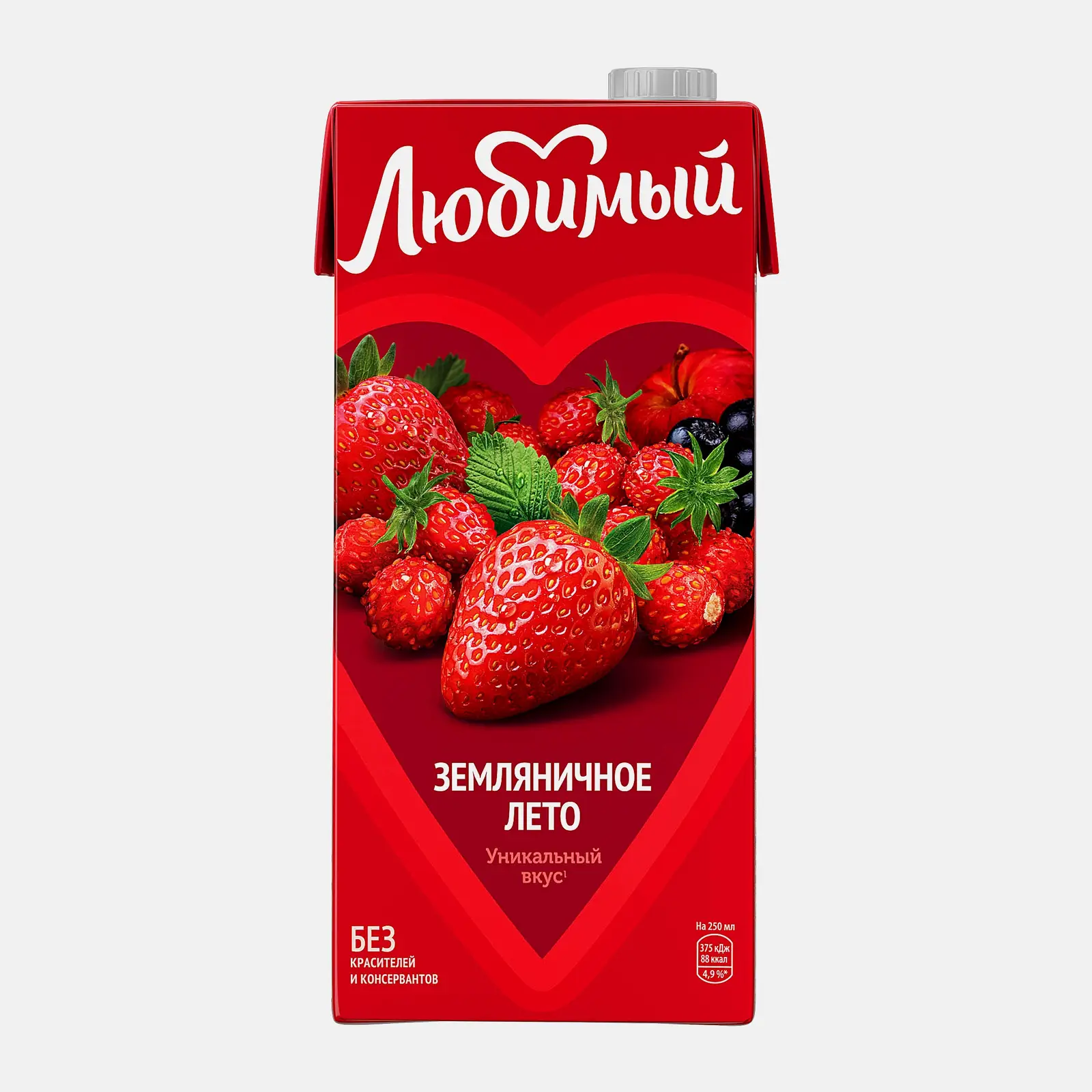 Изображение товара Напиток Любимый Земляничное лето 950 мл натуральный фруктовый сок