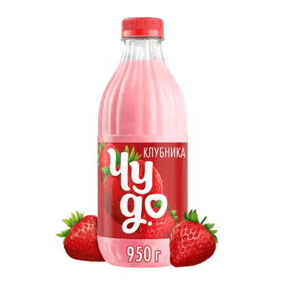 Изображение товара Молочный коктейль Чудо Клубника 2% 950мл