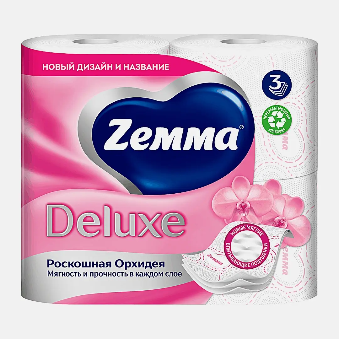 Туалетная бумага Орхидея Deluxe Zemma 4 рулонов 3 слоя - фото 2