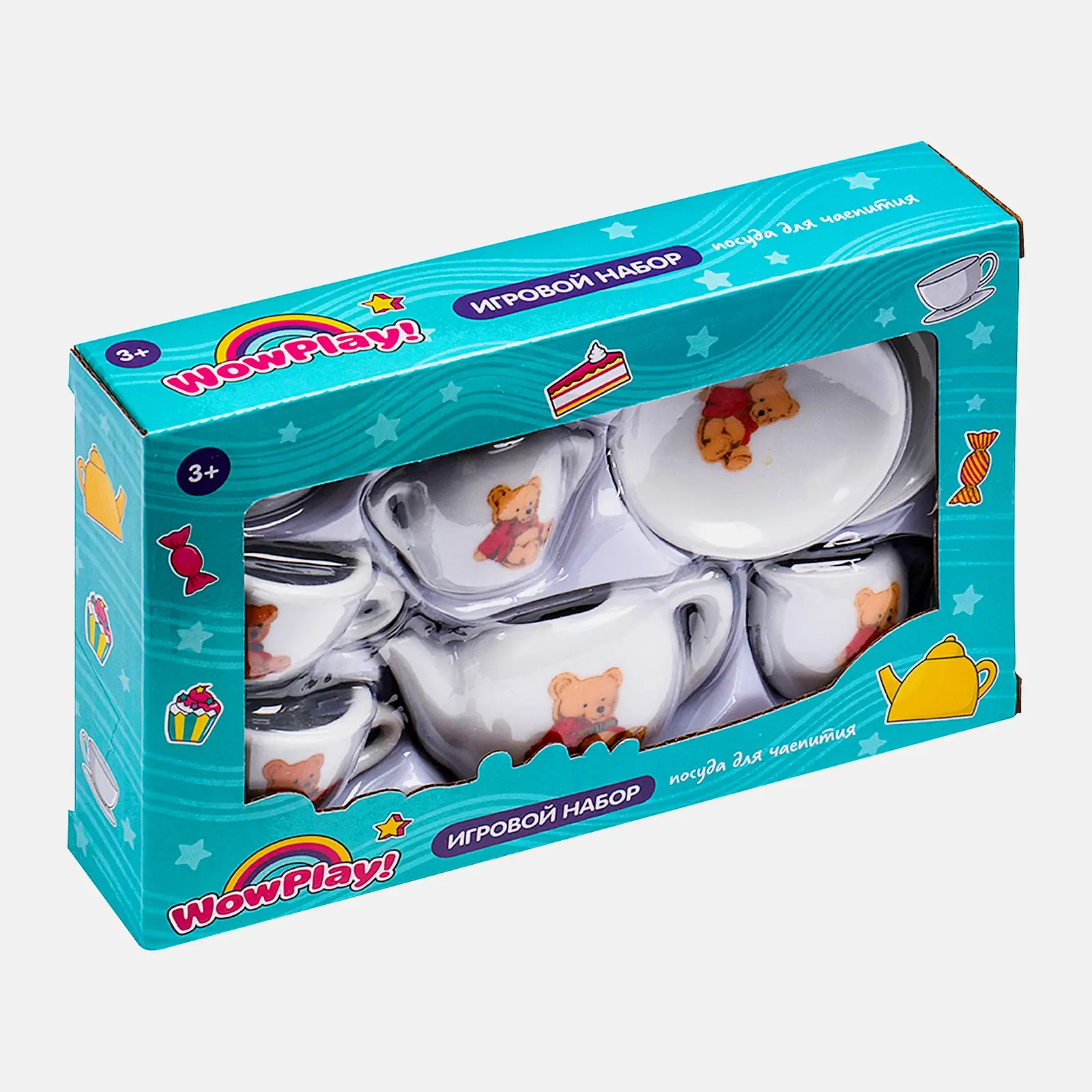 Игровой набор керамической посуды для чаепития 180г 17.5*11.5*3.5см в ассортименте - фото 2
