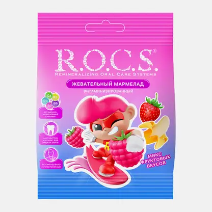 Мармелад жевательный витаминизированный клубника малина и банан R.O.C.S. 60г