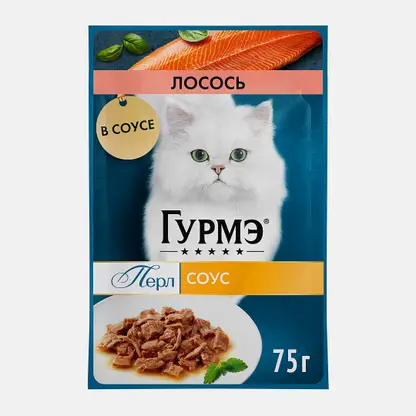 Влажный корм для кошек Перл соус лосось Гурмэ 75г