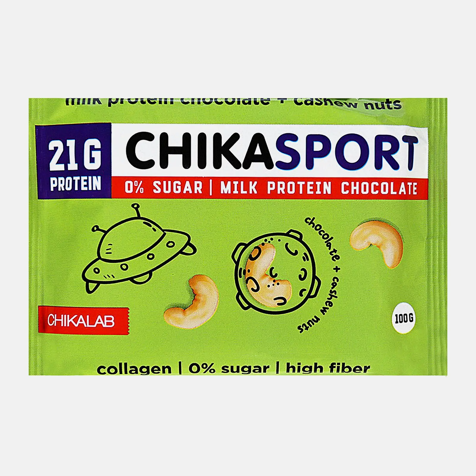 Изображение товара Шоколад Chikalab молочный с кешью 100г без сахара