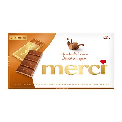 Изображение товара Шоколад молочный Merci ореховый крем 112г