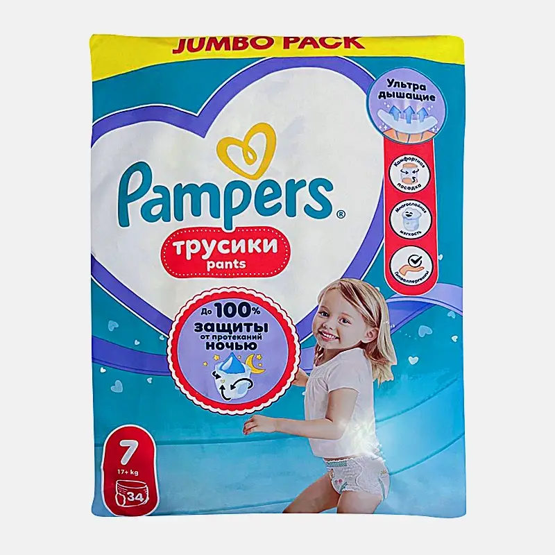 Трусики-подгузники Pampers 7 17+кг 34шт
