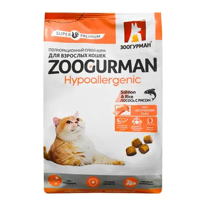 Изображение товара Сухой корм для кошек лосось с рисом Zoogurman 1.5кг