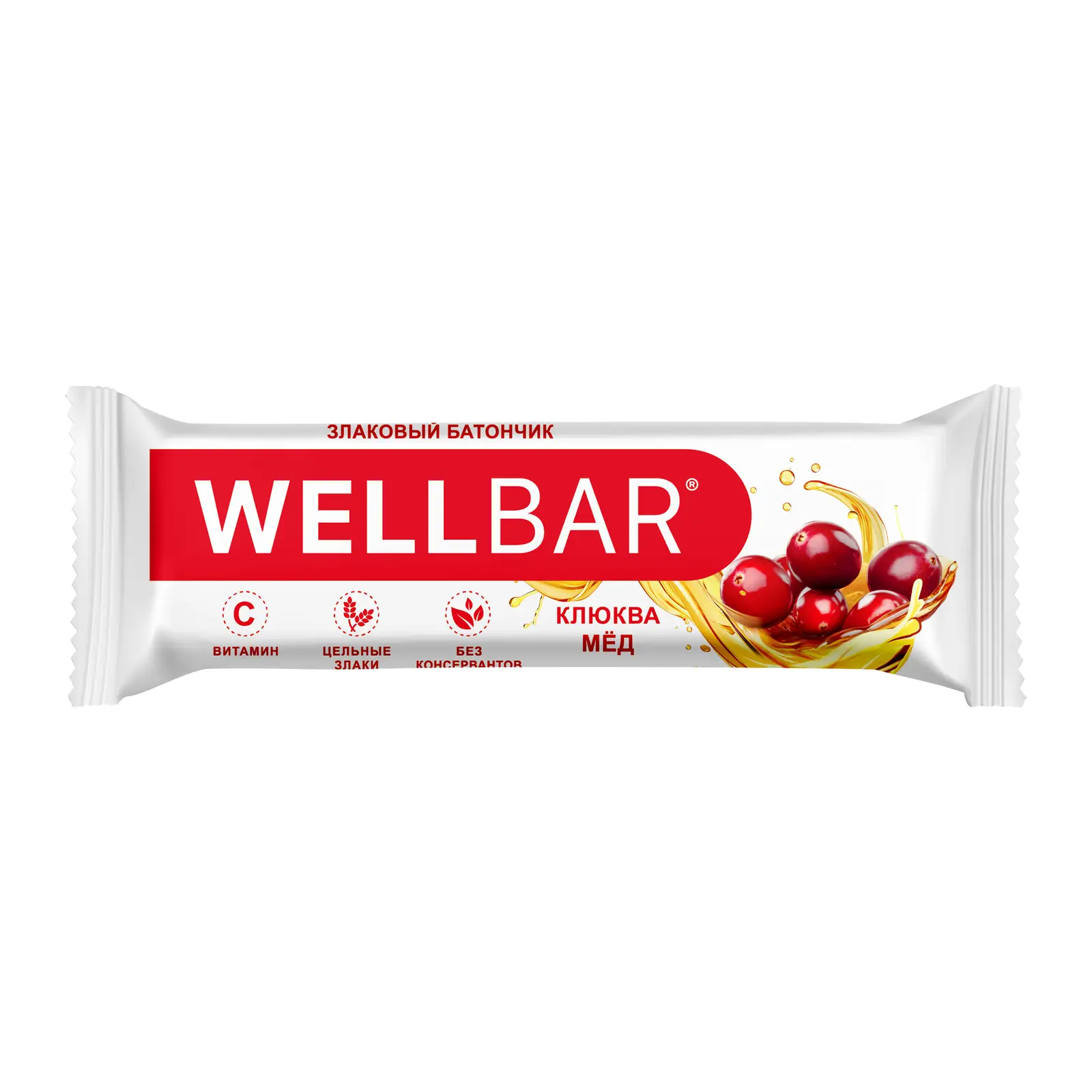 Изображение товара Батончик мюсли Wellbar клюква и мед 50г натуральный перекус для энергии
