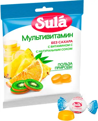 Изображение товара Карамель Sula Мультивитамин без сахара 60г