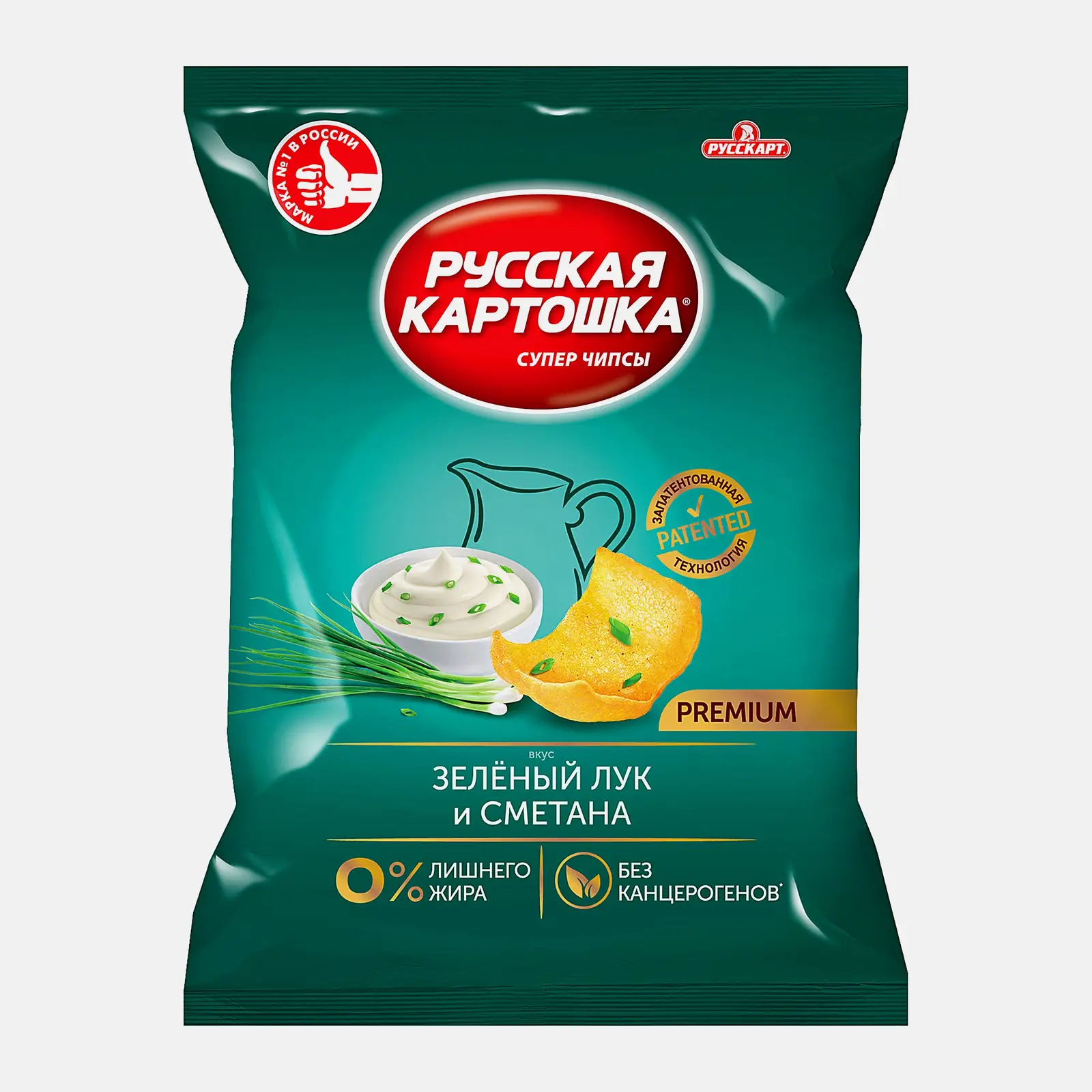 Чипсы сметана и зеленый лук Русская Картошка 190г