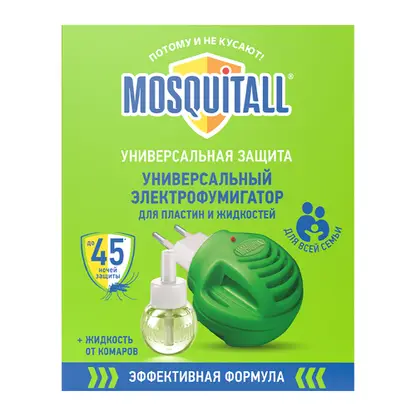 Изображение товара Фумигатор и жидкость от комаров Универсальная защита 45 ночей Mosquitall