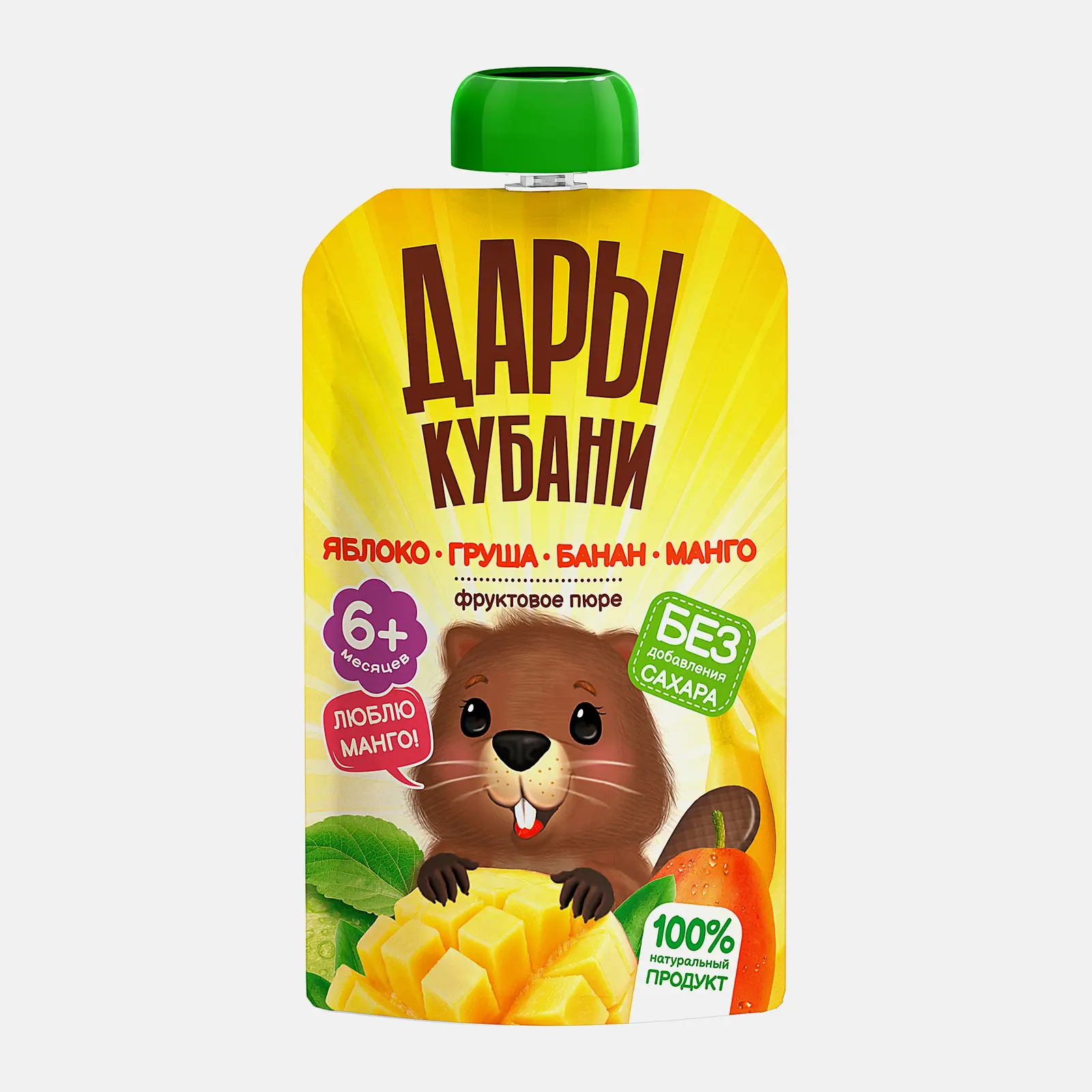 Изображение товара Пюре детское Дары Кубани фруктовое из яблок банана манго и груши с 6 месяцев 90г