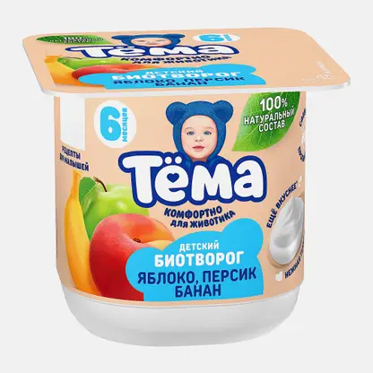 Биотворог Тема яблоко персик банан 4% 95г