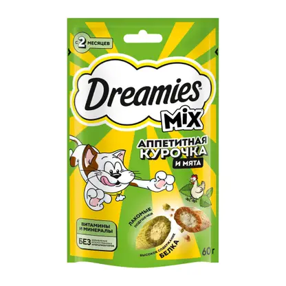 Изображение товара Лакомство для кошек Dreamies Кошачья мята и курица 60г