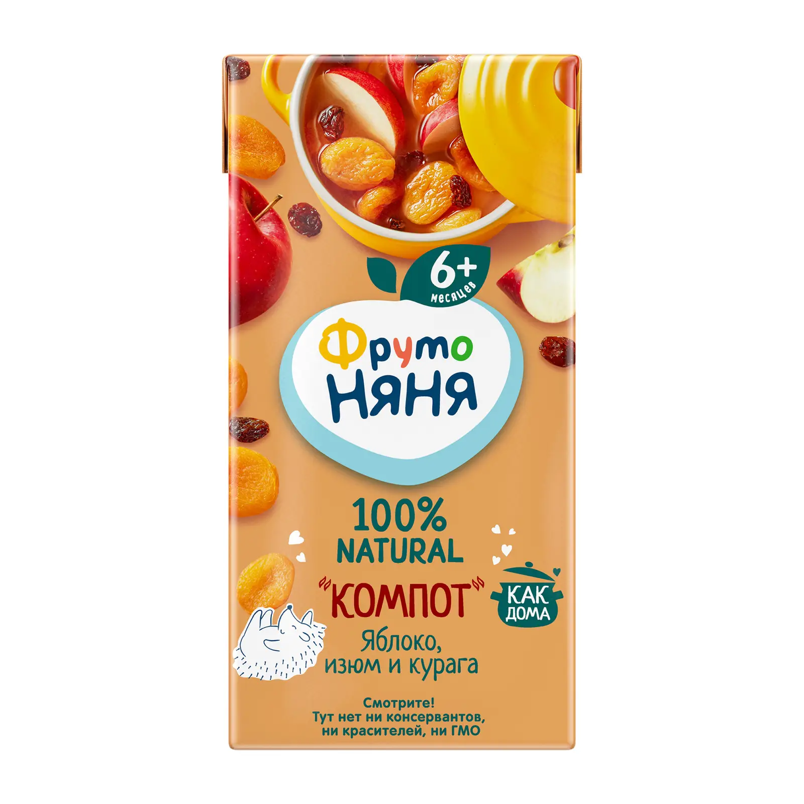 Компот ФрутоНяня из яблок изюма и кураги 200мл